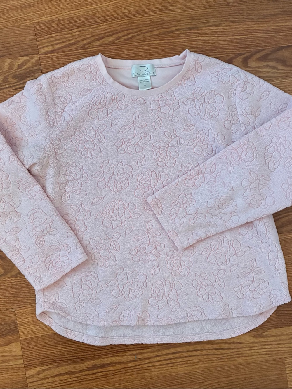 Oscar de la Renta Pale Pink Floral Quilted Long Sleeve Top